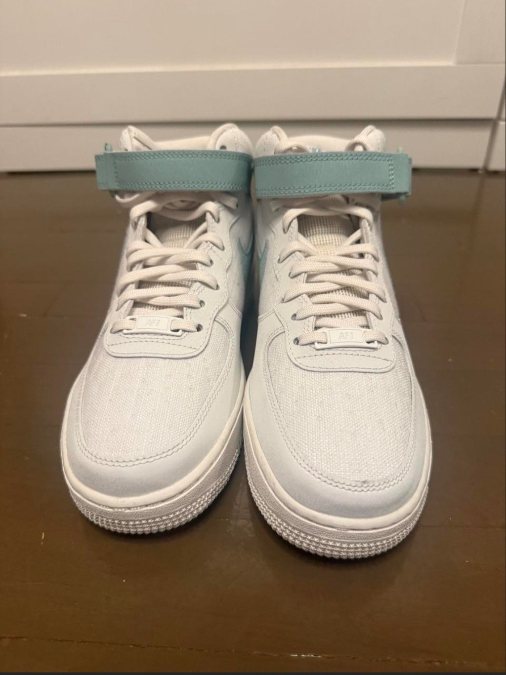Nike AF1 White Sneakers with Mint Strap